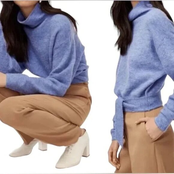 Aritzia Wilfred Lorin Turtleneck Knit Tie Front Sweater-Wool Alpaca- XXS - Picture 2 of 10